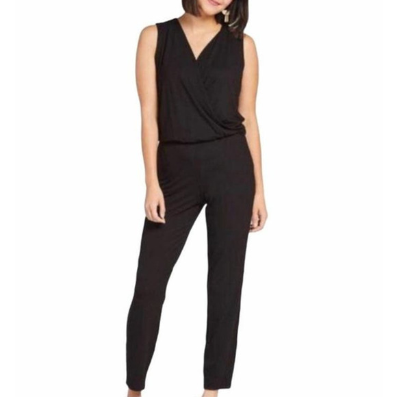 Michael Stars Black Surplice Sleeveless Jumpsuit‎ with Pockets, Size XS - Picture 1 of 10